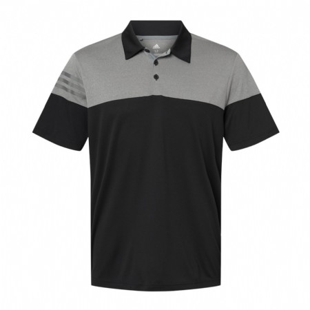 Adidas - Heathered 3-Stripes Colorblock Polo