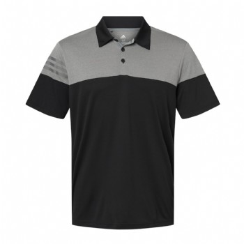 Adidas - Heathered 3-Stripes Colorblock Polo